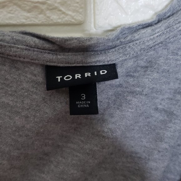 TORRID EUC V NECK STRETCHY HEATHER GREY TEE SHIRT TOP - Picture 4 of 5